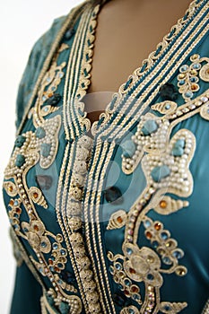 Details of a blue Moroccan caftan photo